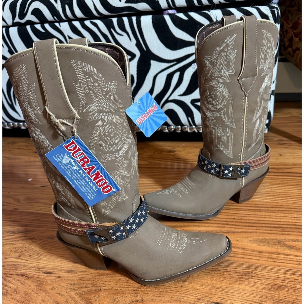Durango Lady Rebel Pro Patriotic Western Boots Tan Leather DRD0208 7.5